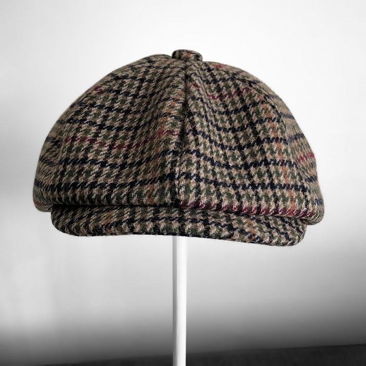 Vintage Plaid Beret Hat For Women, Retro Newsboy Cap With Tartan Pattern, Autumn Winter Wool Baker Boy Hat