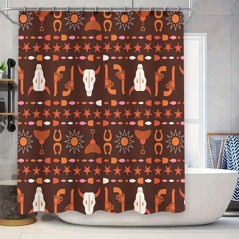 Vintage Retro Western Cow Skull Sunflower Pattern Shower Curtain Waterproof Bathroom Decor for Home Decoration (180x240cm) 90x180cm
