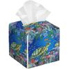 Black Cats Tissue Box Cover Square,Leather Tissue Holder with Bottom Belt,Waterproof Leather Facial Paper Organizer Tissue Box Cover for Home Office