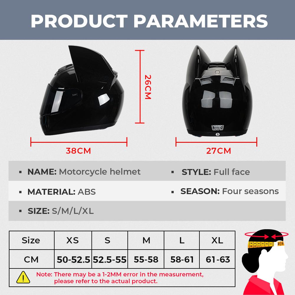 KEMIMOTO Full Face Motorcycle Helmet Cat Ear For Women Motocross Motorbike Men's Moto Helmet Breathable DOT Girlfriend Gift