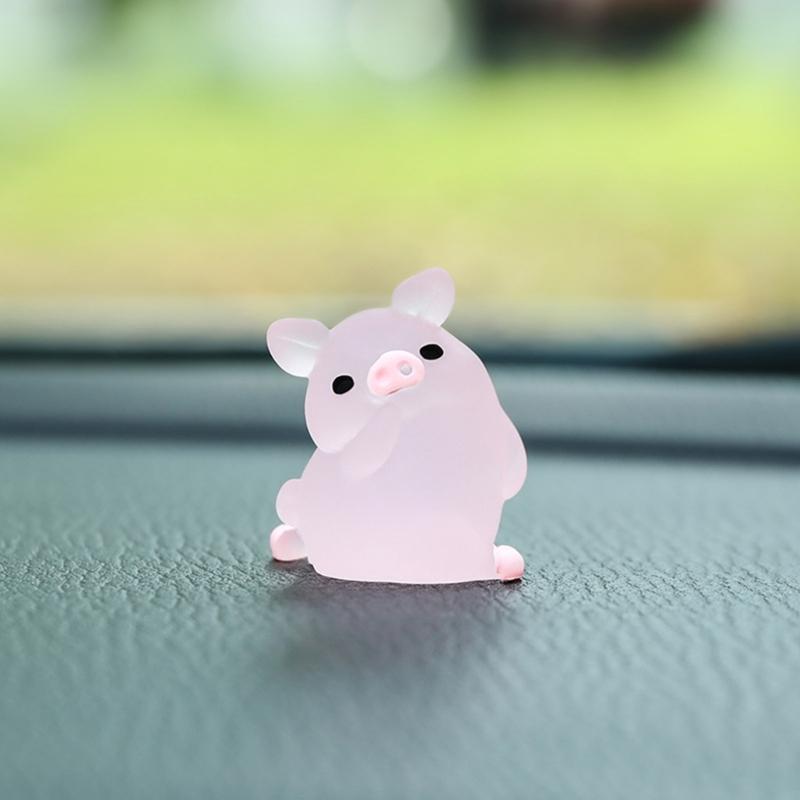 6Pcs DIY Garden Decors Cute Luminous Piggy Miniature Figurines Pig Cake Toppers