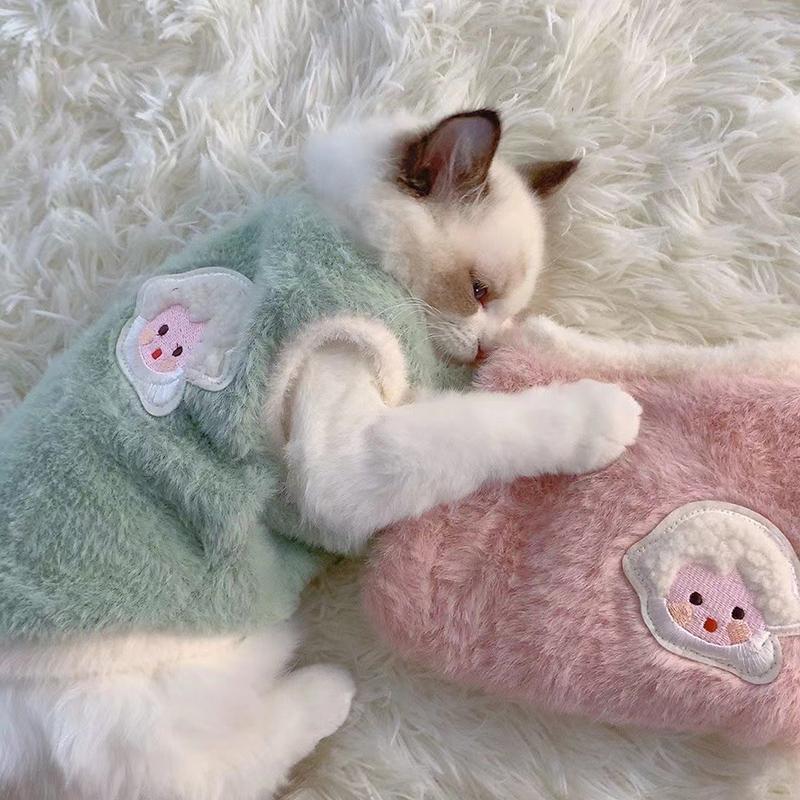 Faux Rabbit Fur Winter Warm Dog Cat Fleece Clothes Warm Breathable Cat Clothing Thickened Wear Resistant Pet Vest Cat