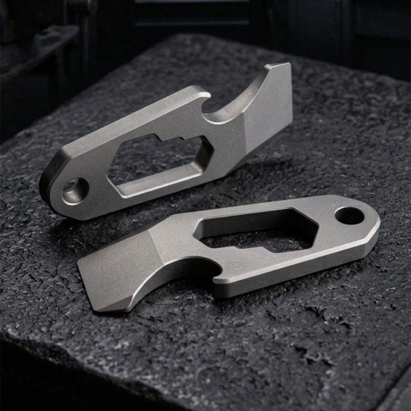 Key Holder Tool for Packages and Drink Bottles with a Single Metal Body and Carry Hole for Everyday Use on Key Hardware, a Pack, or a Belt