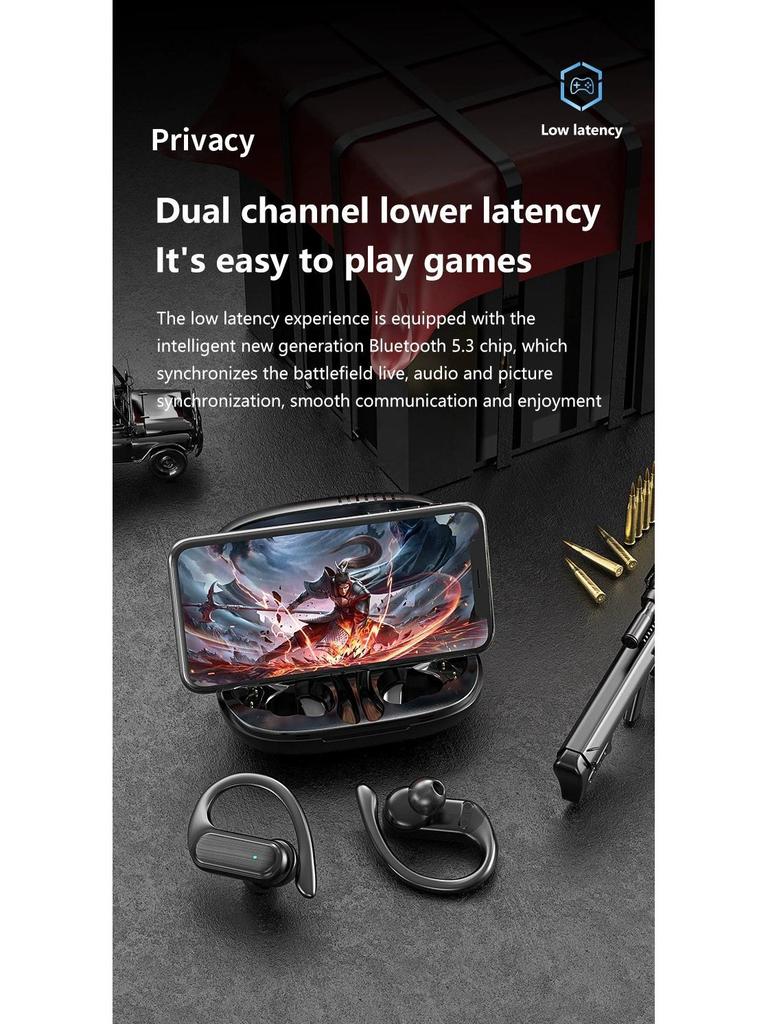 A520 Wireless Bluetooth Sports Ear-Hook Headset: Ultra-Long Battery, Waterproof, Stereo, Open Design.