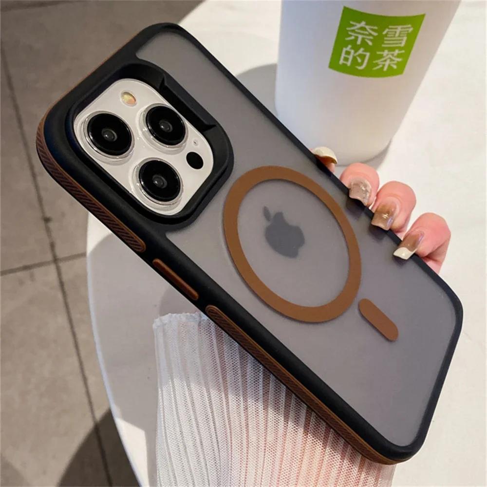Luxury Frame Colorful Matte Translunt Magnetic For Magsafe Case For iPhone 14 11 12 13 15 Pro Max Plus Wireless Charging Cover