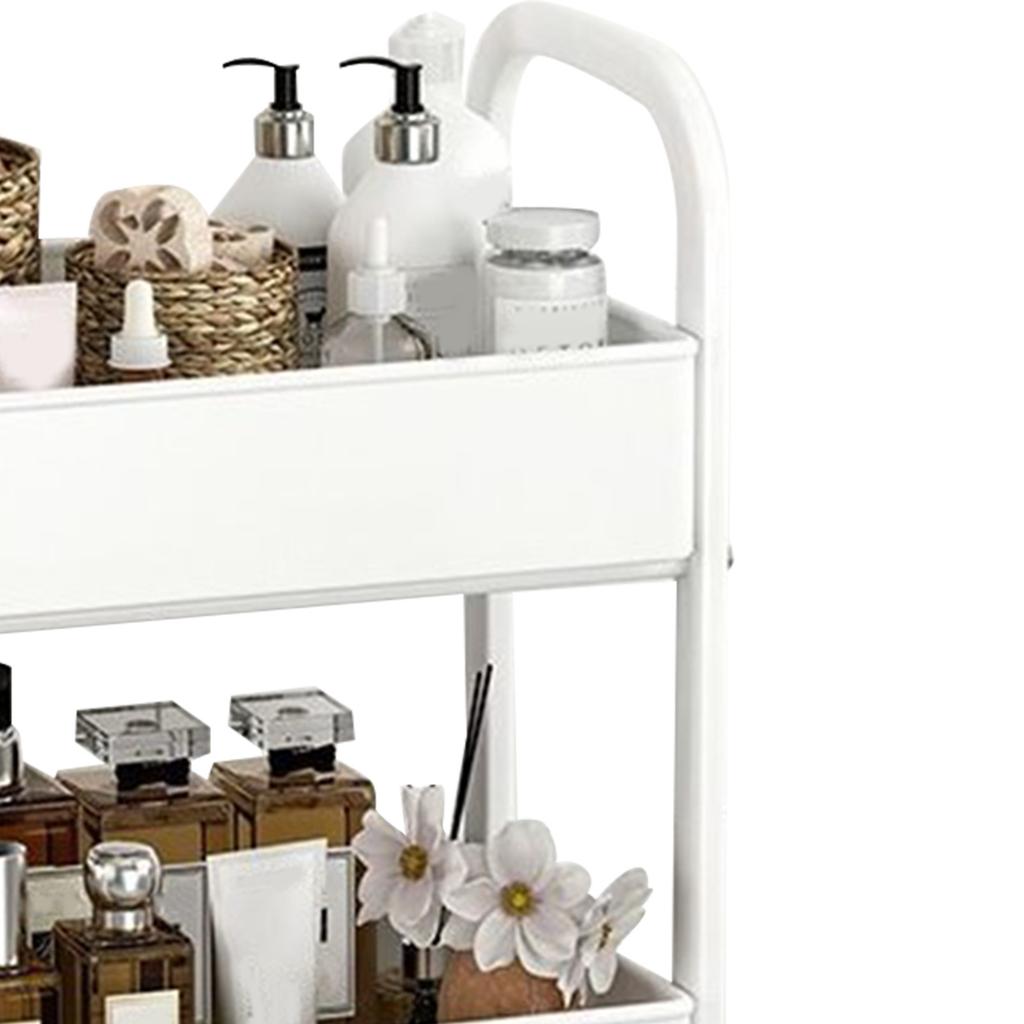 Rolling Utility Cart 3 Tiers Multifunctional Storage Rack with Wheels for Bedroom Kitchen Office Dormitory