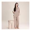 [Apparlxer] Women's Pajamas, Top and Bottom Set, Loungewear, Long Sleeve, V-Neck Top, Long Pants, Trousers, Inner Wear, Double Gauze, Cotton, Loose,