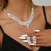 3 szt. Damska Biżuteria Modowa Seria Cyrkonowa Naszyjnik Liść Kolczyki Zestaw Cyrkoniowy Odpowiedni na Ślub, Imprezę, Festiwal Prezenty-8564
