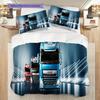 Biancheria da letto Dinamica Blu Camion Autostrada (1 * copripiumino + 2 * federa, senza nucleo) Set biancheria da letto 2D Piatto Regalo di Natale Compleanno Morbido e Confortevole