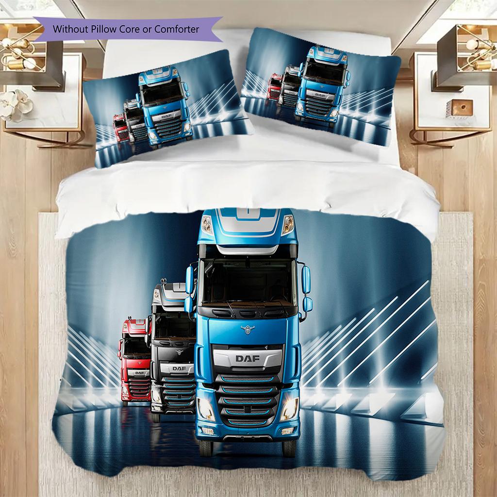 Biancheria da letto Dinamica Blu Camion Autostrada (1 * copripiumino + 2 * federa, senza nucleo) Set biancheria da letto 2D Piatto Regalo di Natale Compleanno Morbido e Confortevole