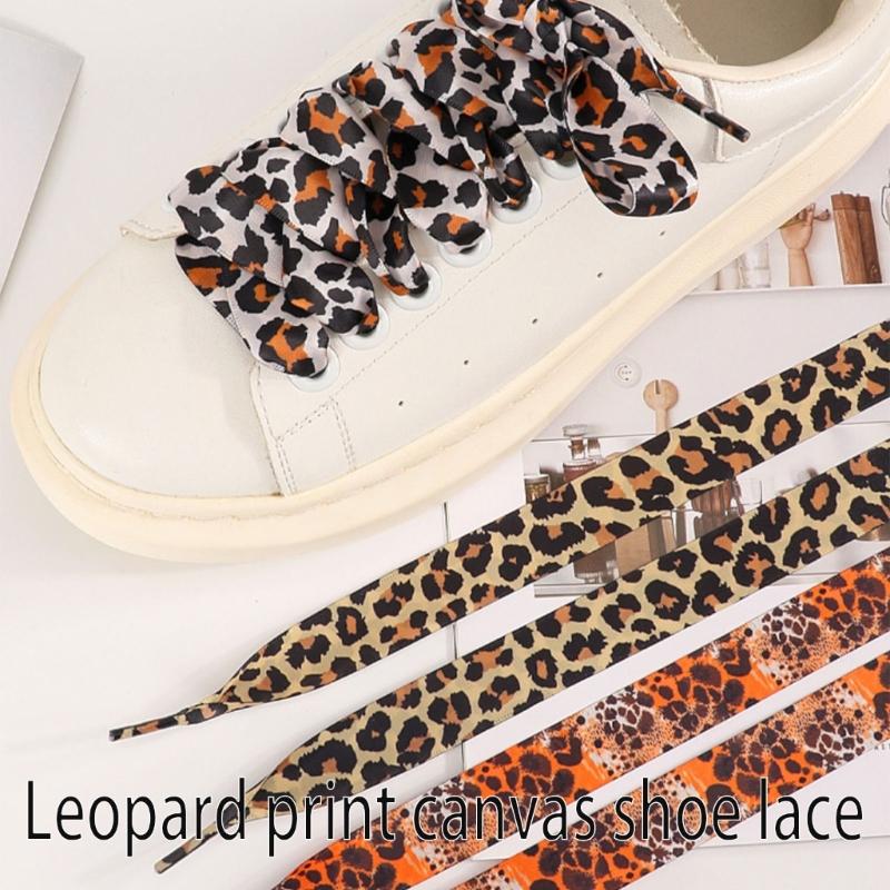 Leopard Print Flat Shoelaces For Casual Shoes Sports Sneakers Boots Soft Polyester Shoe Strings Footwear Accessories