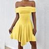 Summer women's clothing European and American one-word collar irregular tube top off shoulder slim-fitting sexy dress