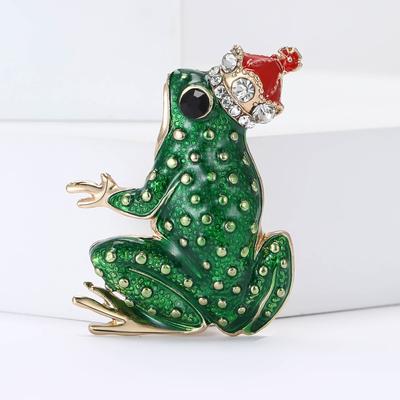 Cartoon Alloy Enamel Frog Prince Brooch Personalized Creative Men'S Suit Cardigan Corsage Ornament Pin