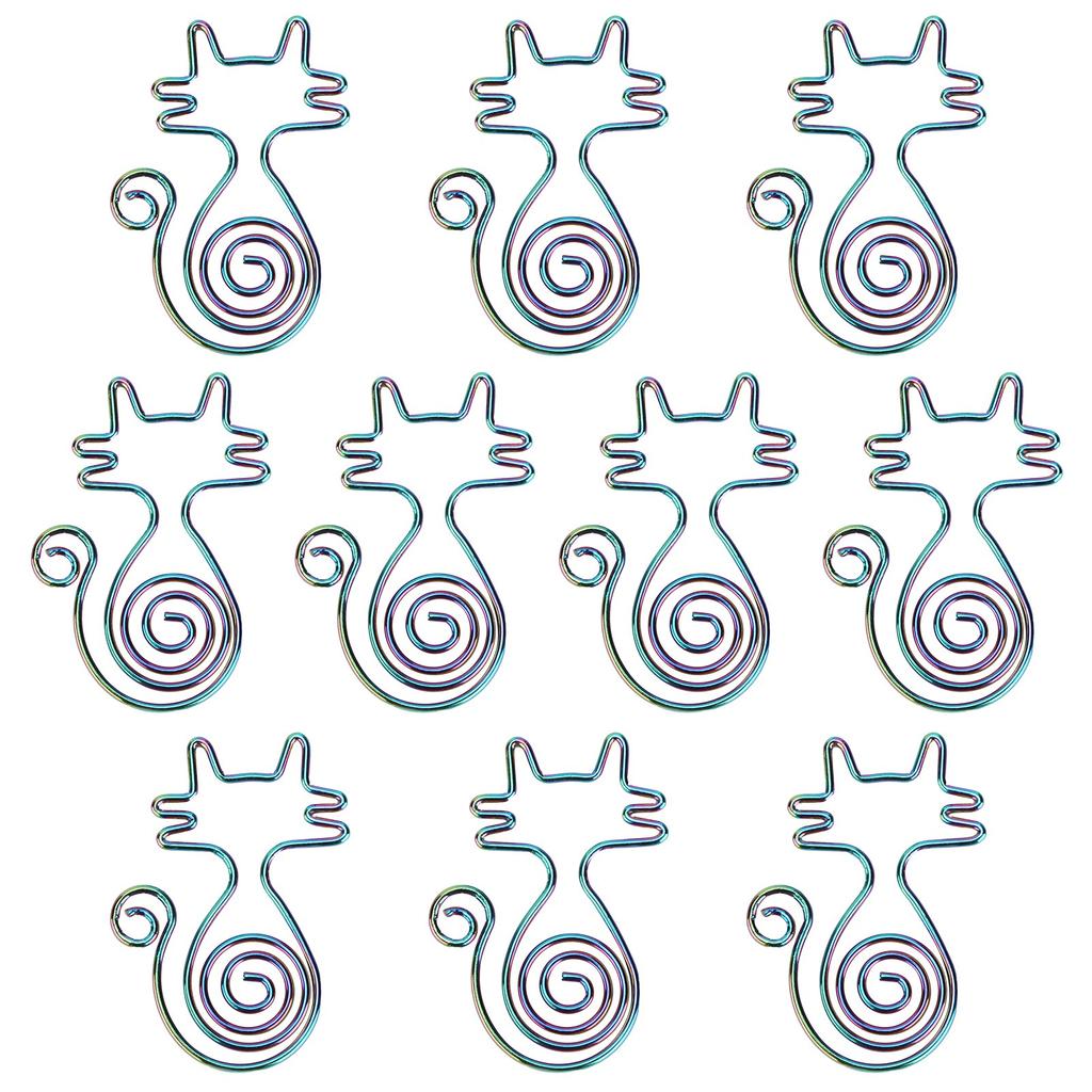 10PCS Paper Clip Animal Colorful Cat‑Shape Creative Portable for Office Home File Notebook