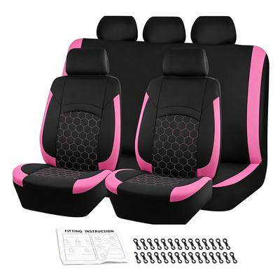 Coprisedili Auto Universali, 9 Pezzi Proteggi Sedili Anteriori e Posteriori in Pelle PU, Set Completo Coprisedili Auto, Sedili Anteriori