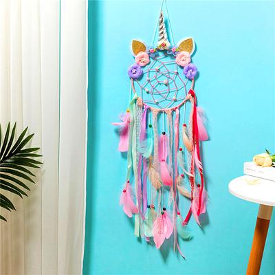 Einhorn Traumfänger Handgefertigte Feder Hängende Ornamente Kreative Schlafzimmer Wanddeko Geburtstag Festival Geschenke Heimzubehör