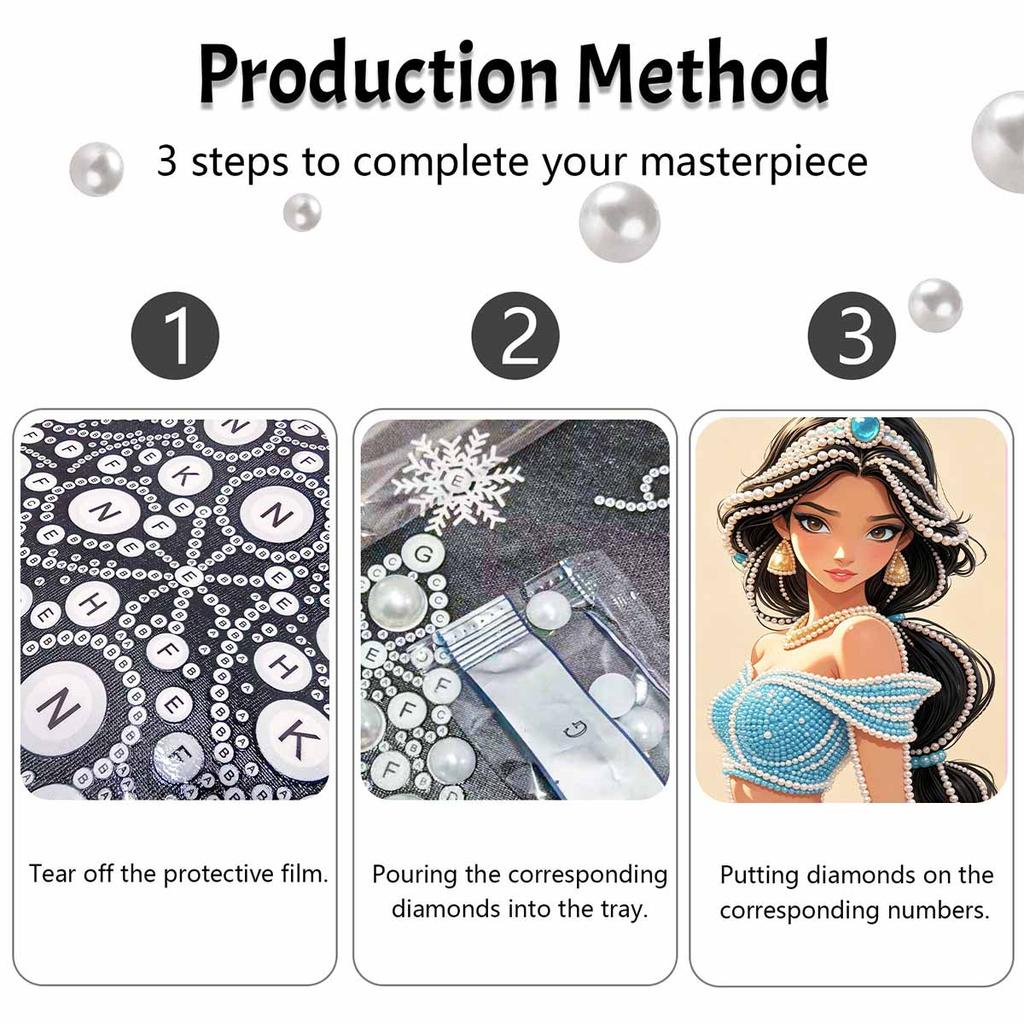 Disney Princess Jasmine Diamond Art Painting Kit Home Wall Decor Handmade Gift Craft Shiny Beads Elegance Wall Art For Living Room