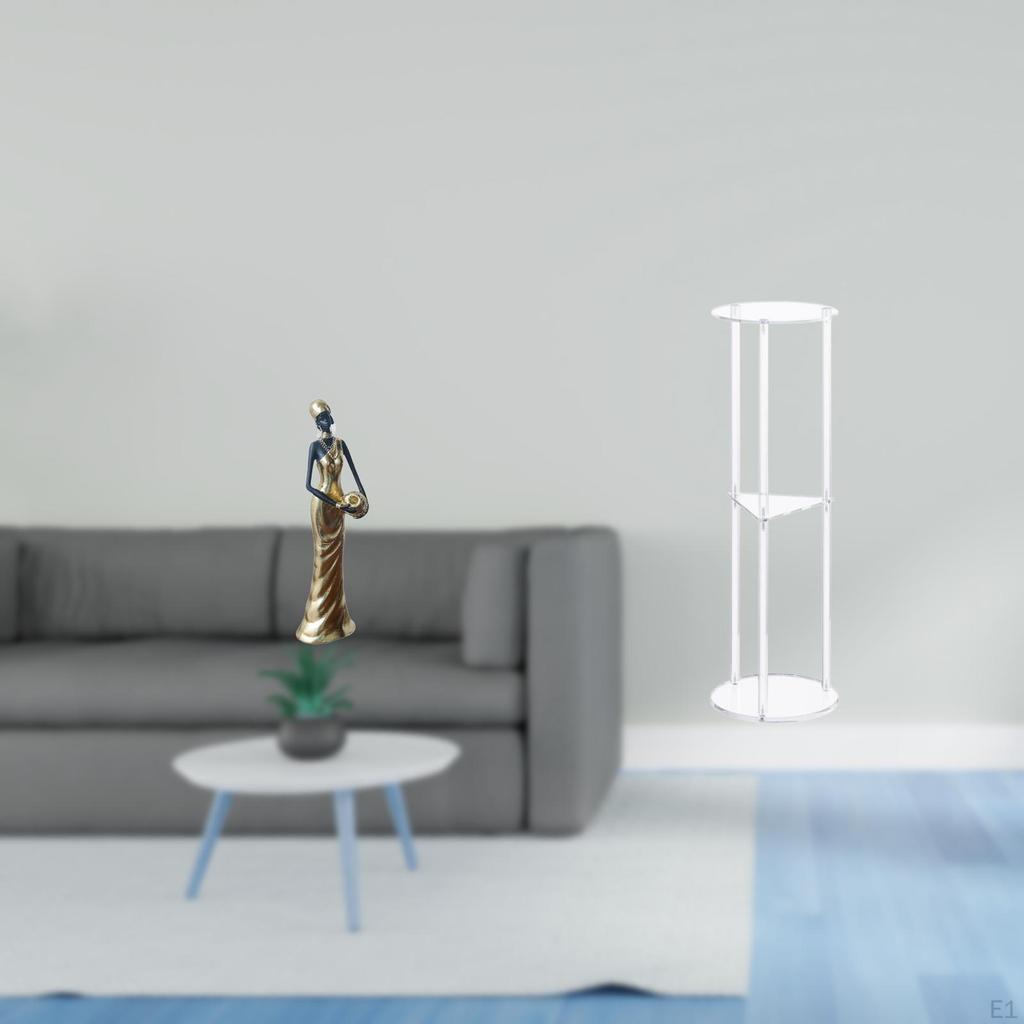 Elegant African Lady Sculpture with Clear Acrylic Side Table Lightweight Decorative Figurine for