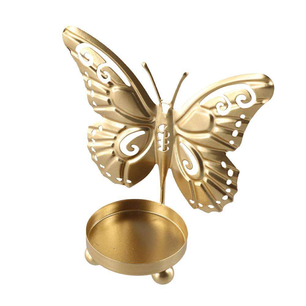 Elegant Butterfly Candlestick Ornaments Electroplated Iron Candle Stand  Table
