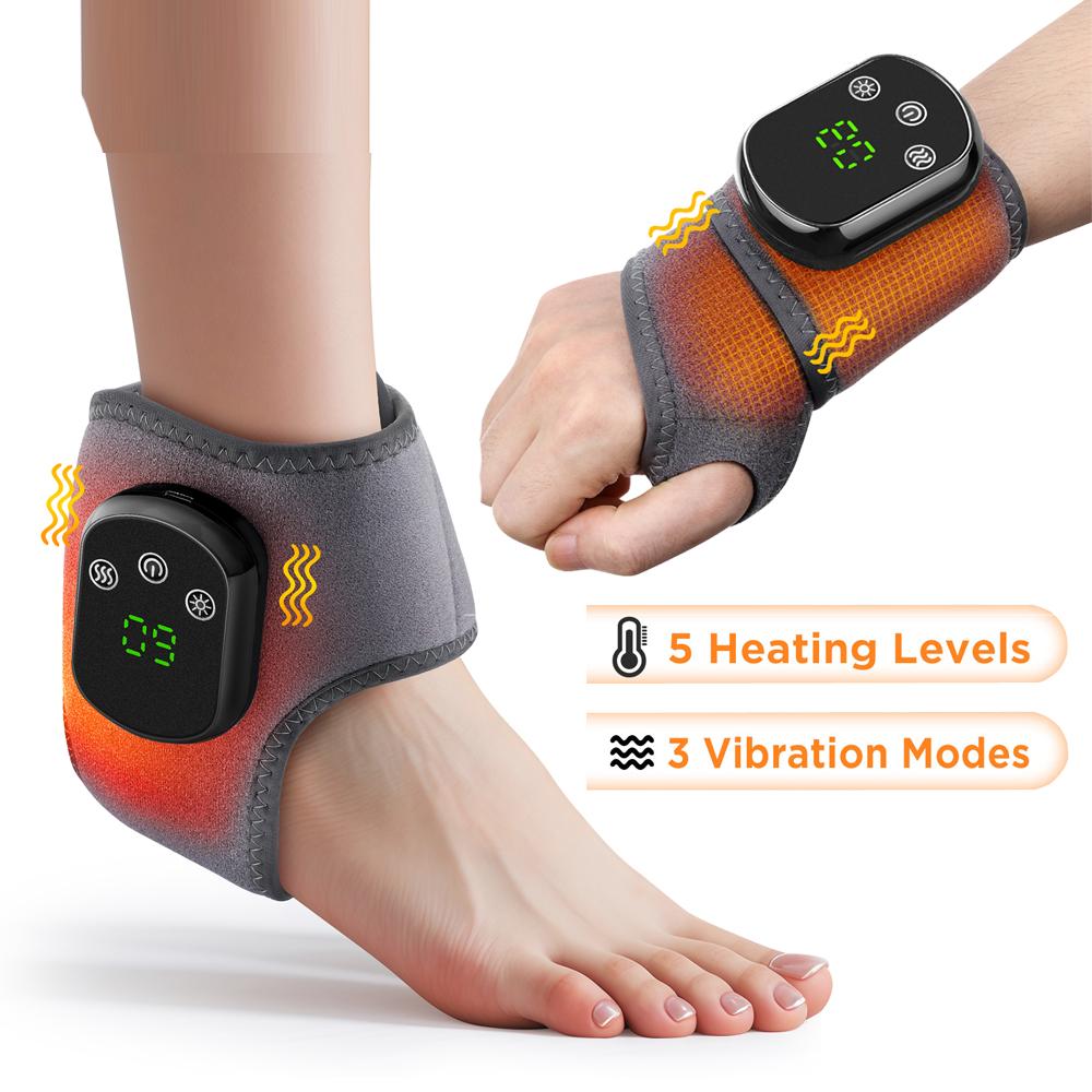 Electric Heating Ankle Massage Belt Hot Compress Vibration Massage Hand Wrist & Foot Ankle Guard Band Carpal Wrap Support Brace
