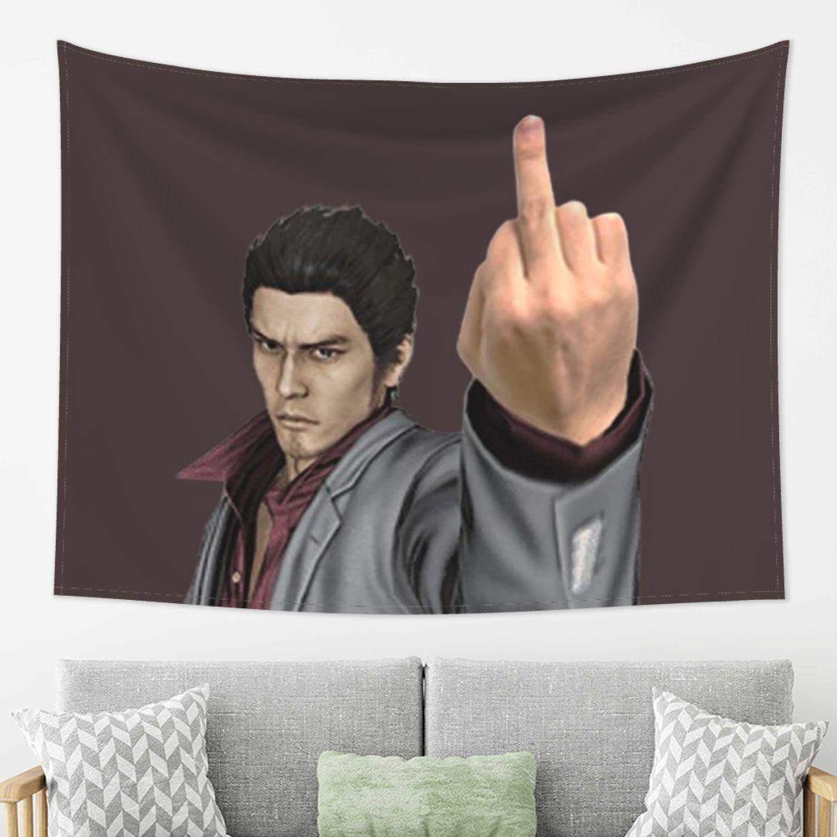 

Kazuma Kiryu Middle Finger Tapestry Wall Hanging Aesthetic Home Decor Tapestries for Dorm Room 74x94cm(29x37in)