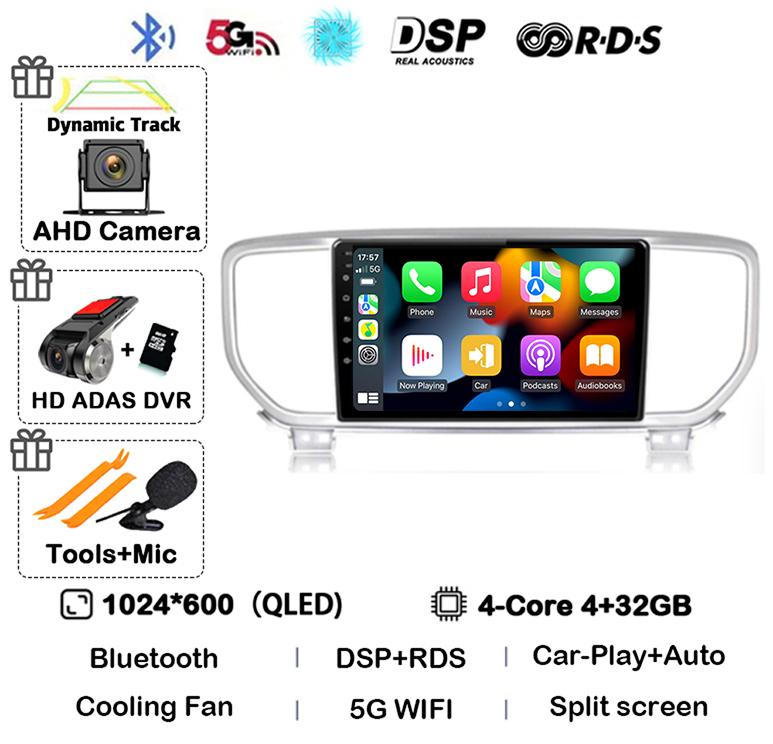 Android 13 Auto Carplay WIFI+4G For Kia Sportage 4 QL 2018 2019 2020-2025 Car Radio Multimedia Video Player Stereo 360 Camera BT