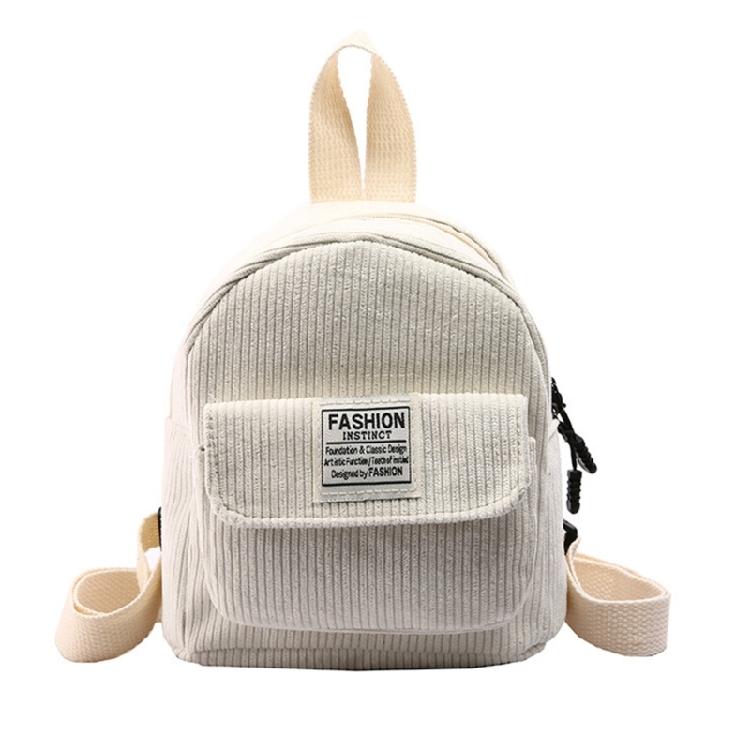Женский вельветовый рюкзак Студенческий школьный рюкзак Дорожный рюкзак Мини-рюкзак белый