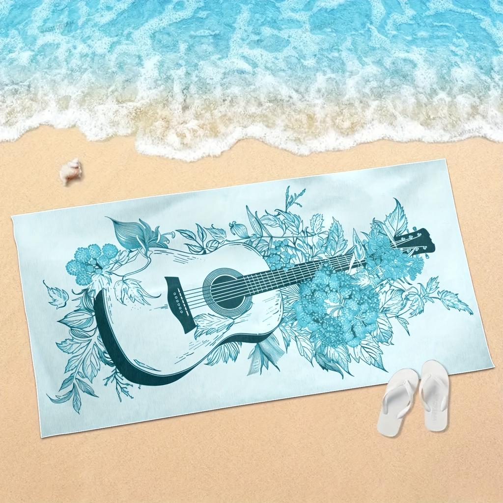 Guitar Pattern Quick Dry Comfort Towel, Ideal for Outdoor Travel Camping Holiday Pool Yoga Beach Must Have