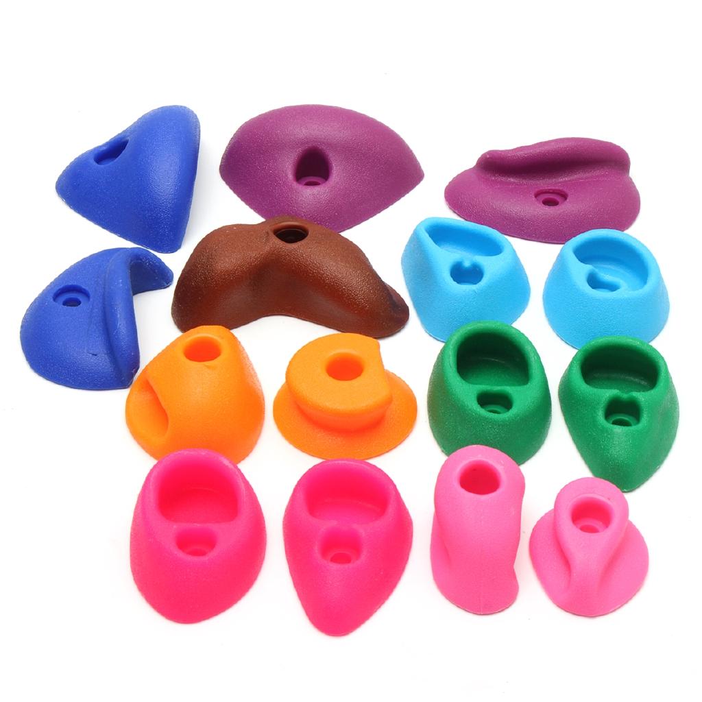 32Pcs Children's Climbing Wall Plastic Stones Holds Hand Feet Starter Rock Holder+Screws