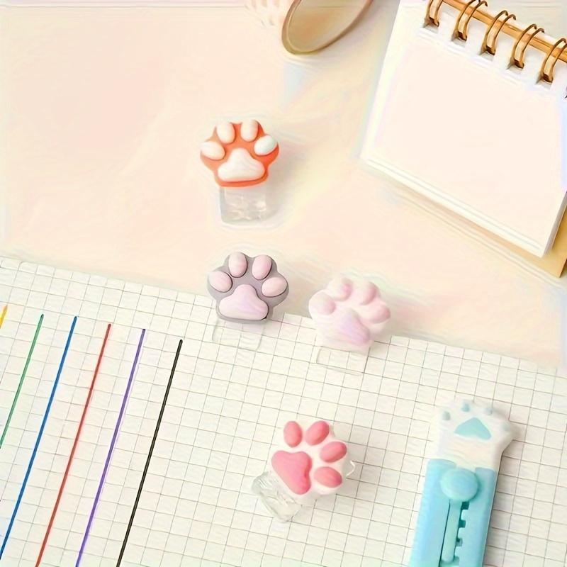 4 Pieces Per Set Mini Cartoon Cat Paw Fixing Clip File Clip Diary Folder Student Stationery and Office Supplies