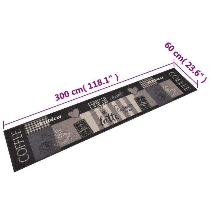 VidaXL Tapis de cuisine lavable impression café noir 60x300 cm velours 136557