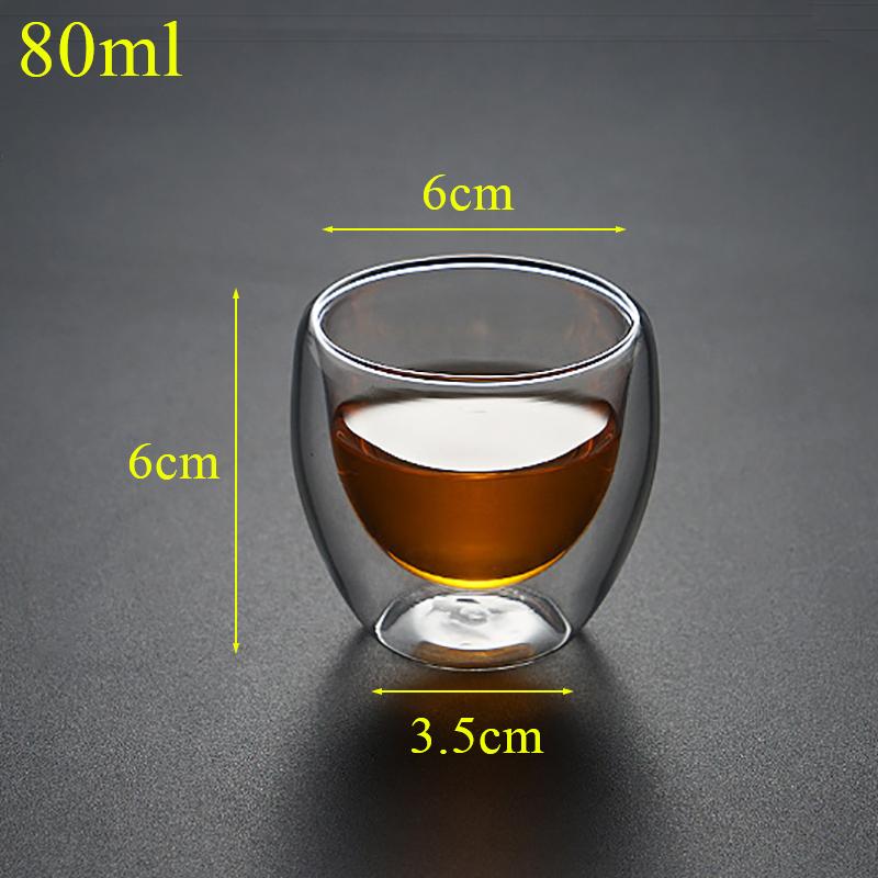 2/3/4Pcs Double Wall High Borosilicate Glass Mug Heat Resistant Tea Milk Lemon Juice Coffee Water Cup Bar Drinkware Lover Gift