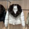 Womens Short Down Coat With Real Fox Fur Collar Warm Thickened Duck Jacket Loose Fit Winter Outerwear