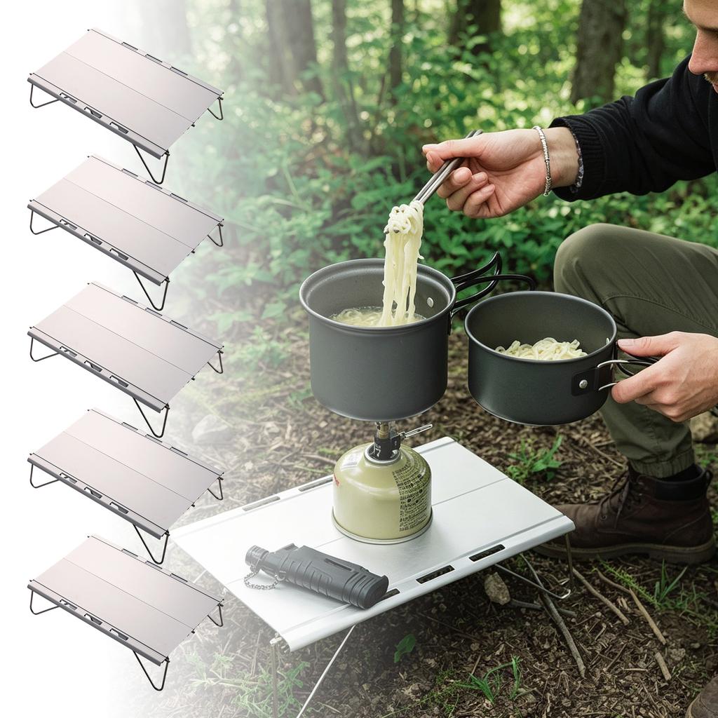 Portable Folding Mini Camping Table Lightweight Aluminum Metal Outdoor Picnic Table Compact Easy Setup for Hiking Travel and Backyard Use