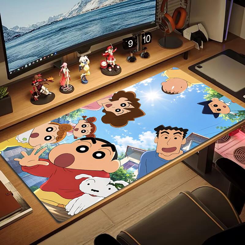 Anime Sinchan Color Mouse Pad Large Gaming Table Cushion Non-slip Laptop Tablet Big Mousepad XXL Mat Mini PC Playmat With Lock edge