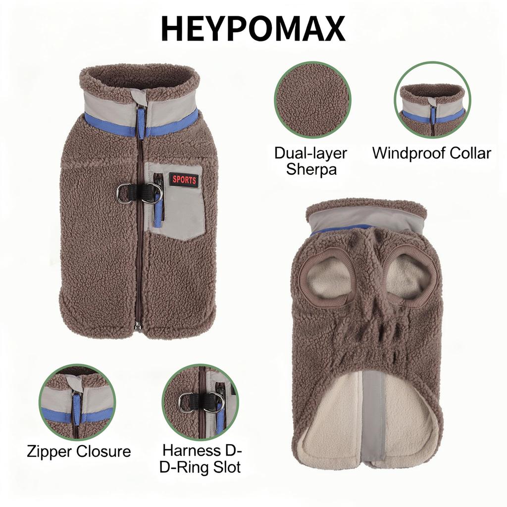 Polarowa kamizelka dla psa z zamkiem na plecach i D-ringiem – miękka ciepła kurtka dla zwierząt domowych na zimowe spacery, lekka termiczna kamizelka dla psów małych i średnich