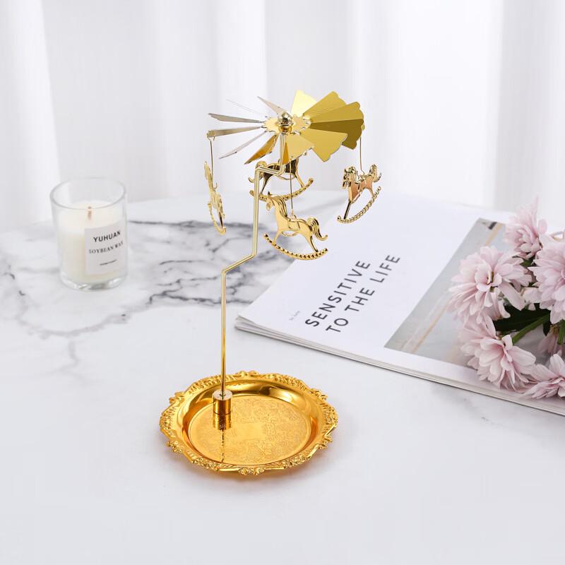European Rotating Magnetic Carousel Candle Holder - 2 Pack