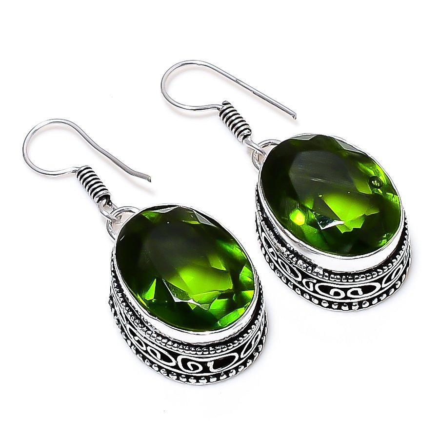 

Vintage Peridot Gemstone Handmade Ethnic Jewelry Earring 1.54 SR-7696