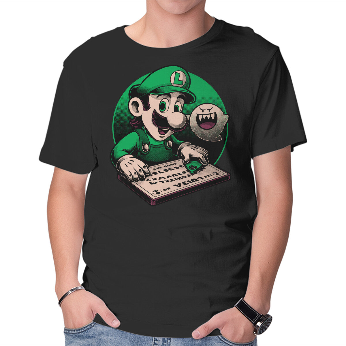 Unisex Crew Neck T-Shirt Video Game Ouija Board Graphic Short Sleeve Casual Tee XXL