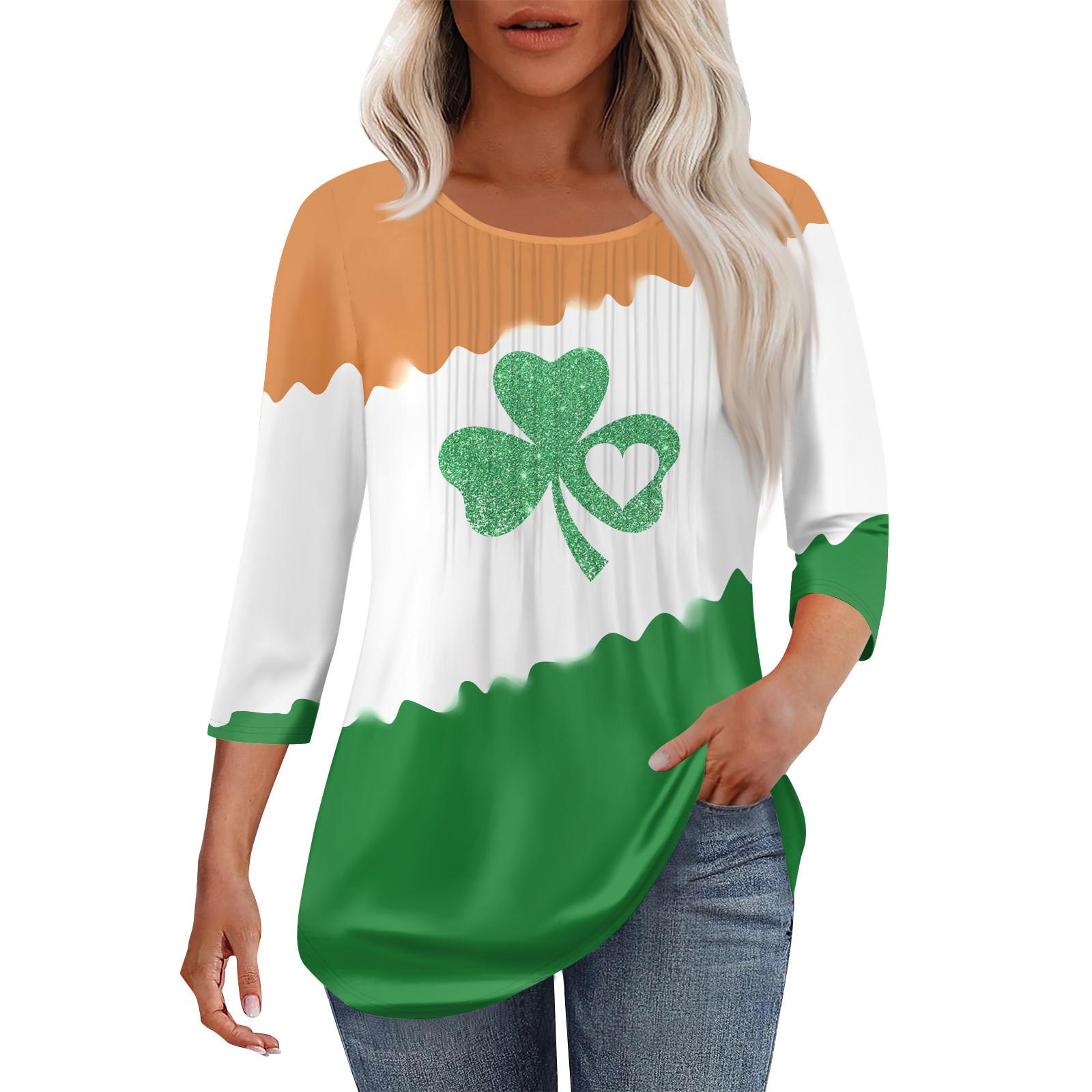 

Женская модная повседневная плиссированная футболка с круглым вырезом и рукавом семь четвертей S