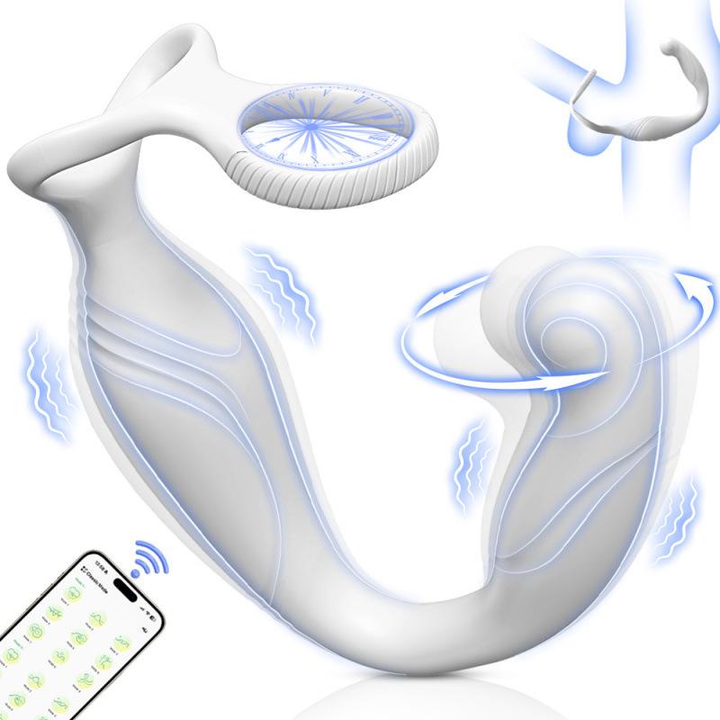 Male Prostate Massager Anal Vibrator Perineum Stimulator Rotating Butt Plug with Ring Remote Control Man Gay Mastubator Sex Toy