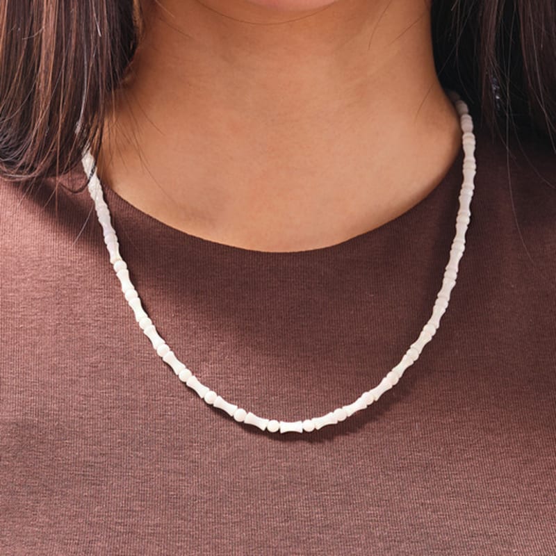 

cotoit White coral beads necklace platinum-plated silver