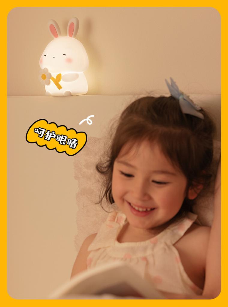 Xiaomi Cute Rabbit Silicone LED Night Light For Kids Children USB Rechargeable Cartoon Animal Bedroom Touch Night Lamp Dropshipping