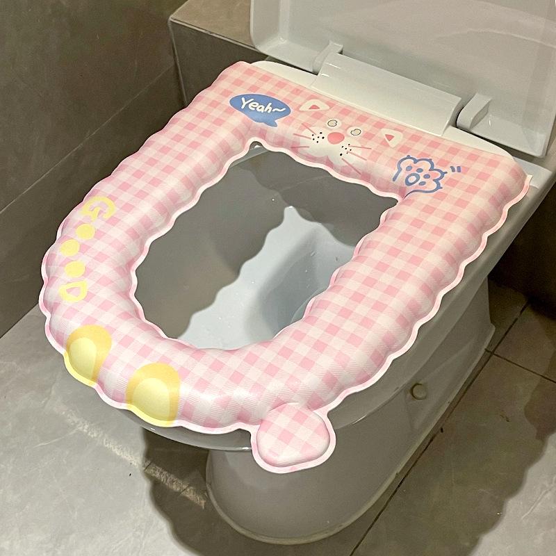 EVA Waterproof Washable Antibacterial Toilet Seat Cover - All-Season Thick Adhesive Universal Fit