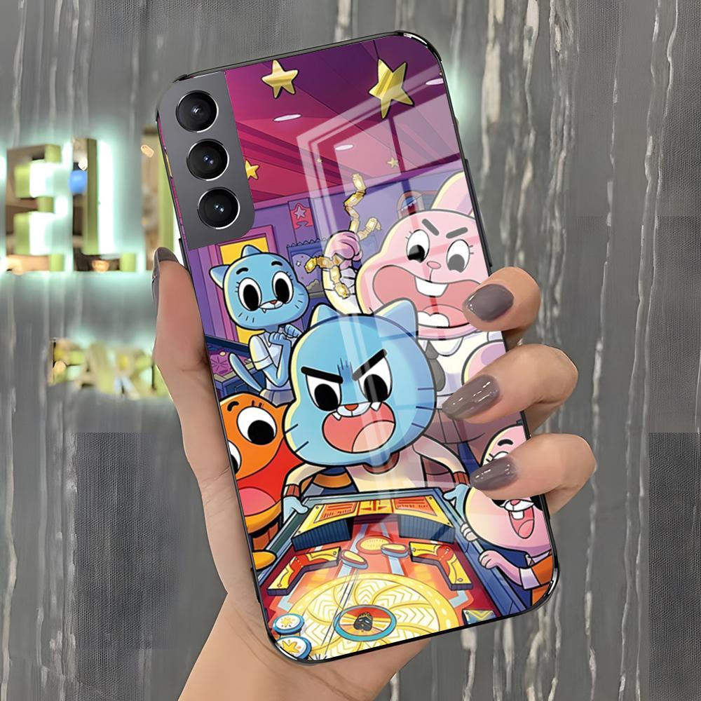 

Удивительный мир Гамбола Аниме Чехол для телефона Samsung A25 A13 A33 5G A54 A36 A35 A56 A52 A14 Ударопрочный Стеклянный Чехол Samsung A32 5G