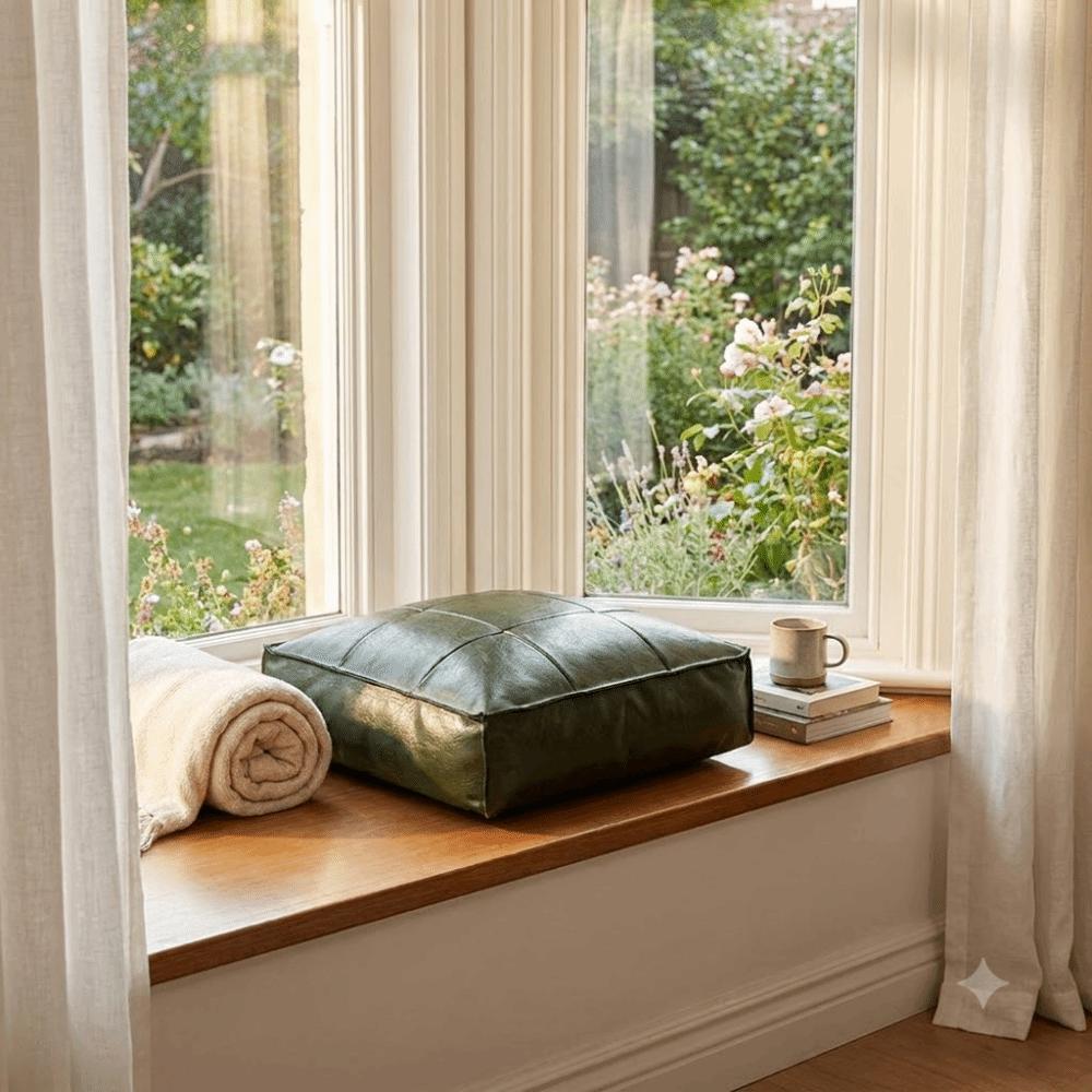 Square Sofa Stool Cover PU Leather Storage Leg Bench Sofa Footstool Seat Cushion Cover Under Desk