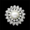 Exquisite Imitation Pearl Rhinestone Flower Brooches For Women Elegant Circle Wreath Leaf Lapel Pins Wedding Decoration Jewelry