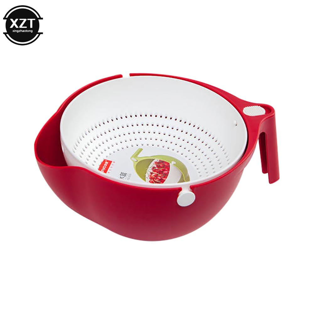 

Double Drain Basket Bowl Rice Washing Kitchen Sink Strainer Noodles Vegetables Fruit Kitchen Gadget Colander Kitchen Strainers червоний