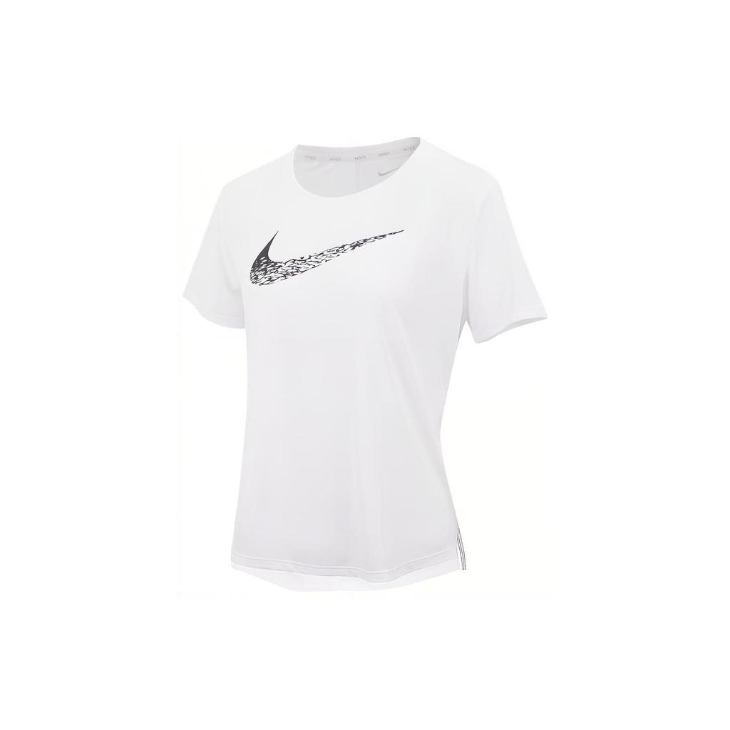 Nike Logo Print Solid Color Round Neck Short Sleeve T-Shirt Women Tops White DM7778-100