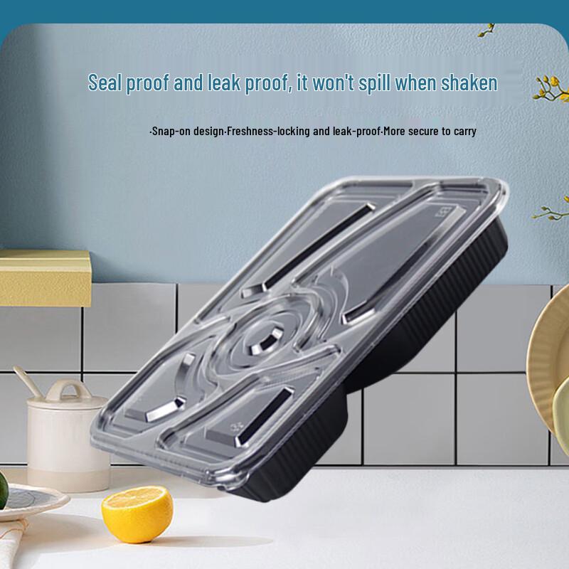 Disposable 5-Compartment Meal Prep Containers with Lids